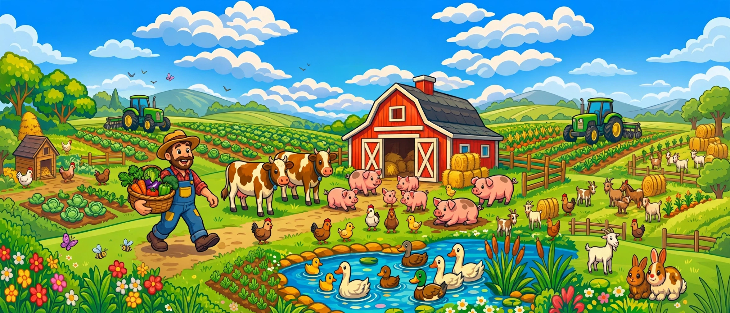 Daydream Farm animals cartoon illustration